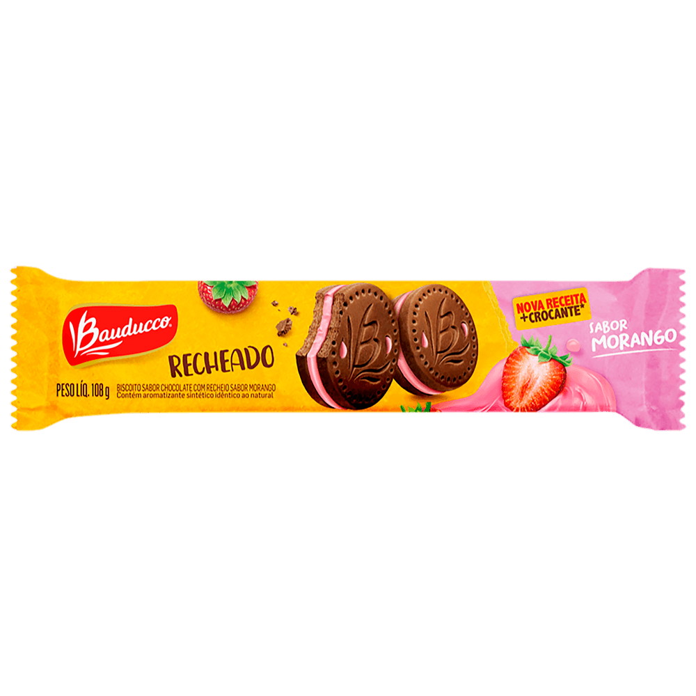 Biscoito Recheado Bauducco Morango 108g - hiperideal